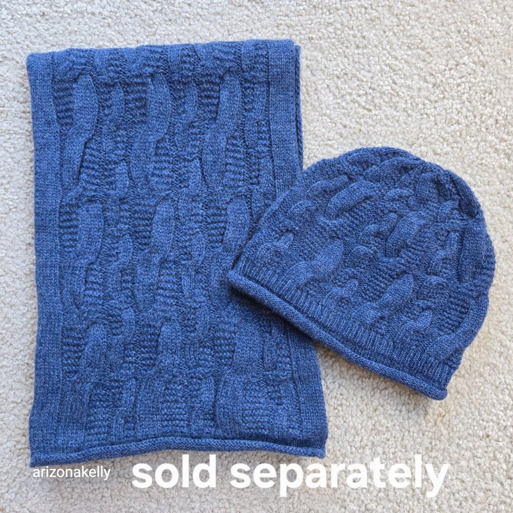 NWOT Cashmere Cable Knit Hat Nordstrom BLUE - Picture 2 of 7